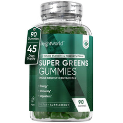 90-count bottle of WeightWorld Super Greens Gummies for Adults