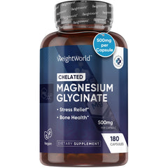 WeightWorld Pure Magnesium Glycinate 500mg bottle front view