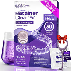 Bottle and packaging of Weiss Naturals Retainer Cleaner tablets