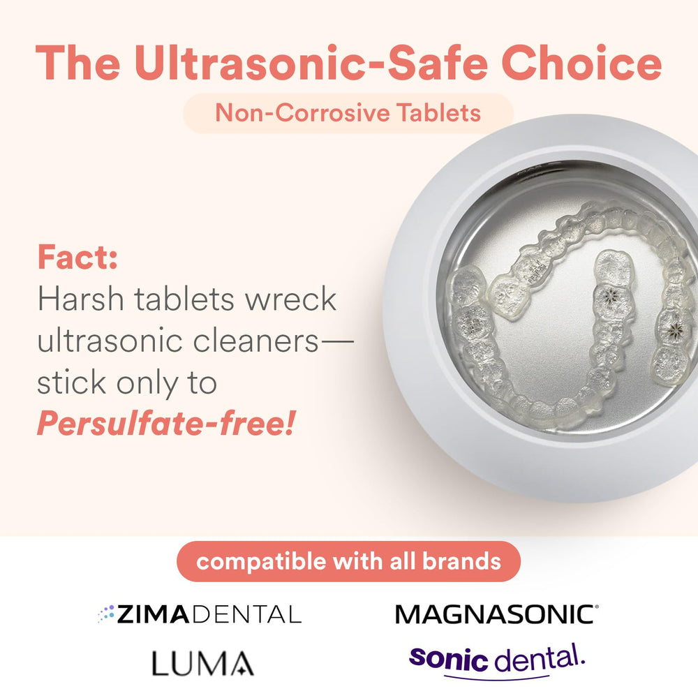 Tablet dissolving to clean a dental appliance