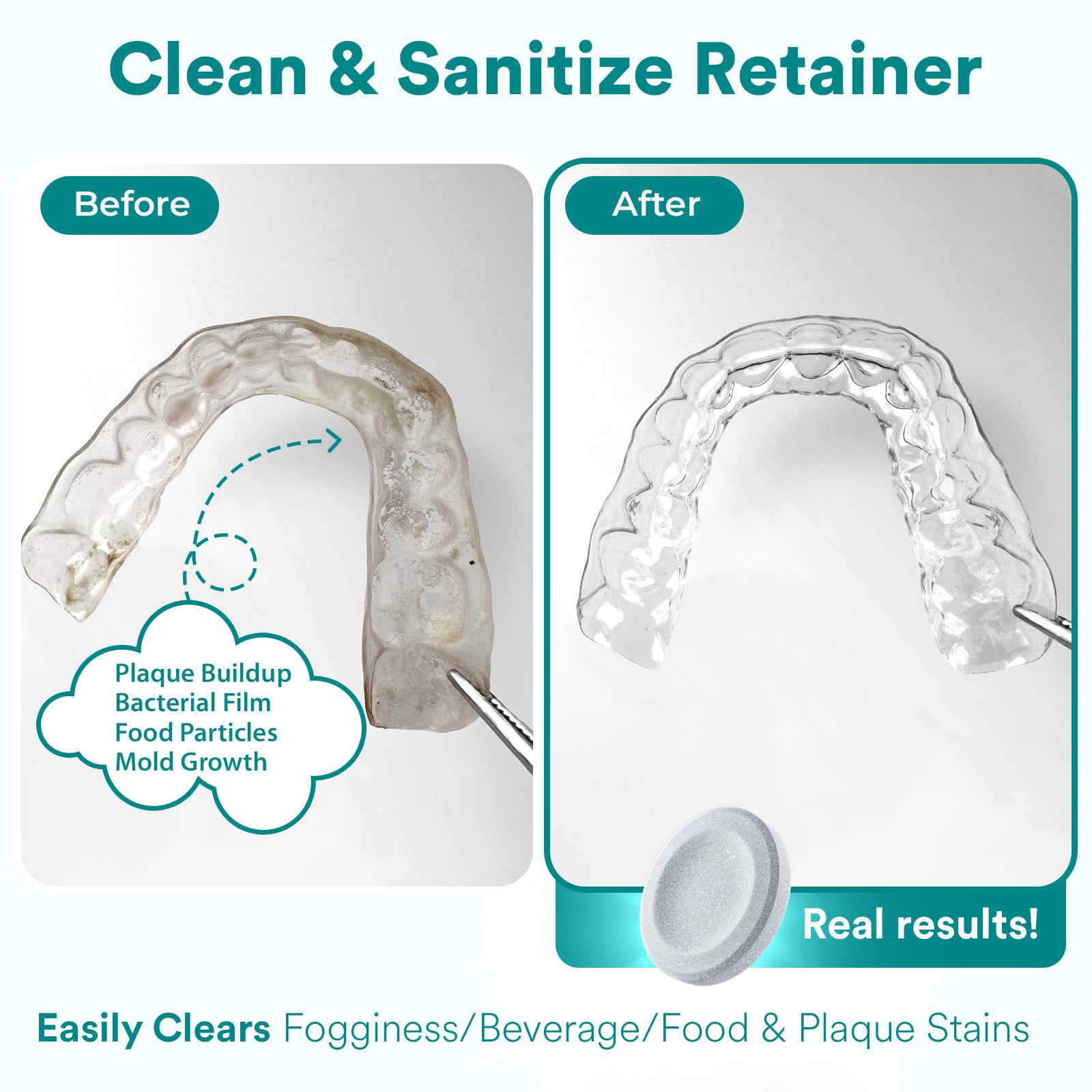 Close-up of mint-scented Weiss Naturals cleaning tablets