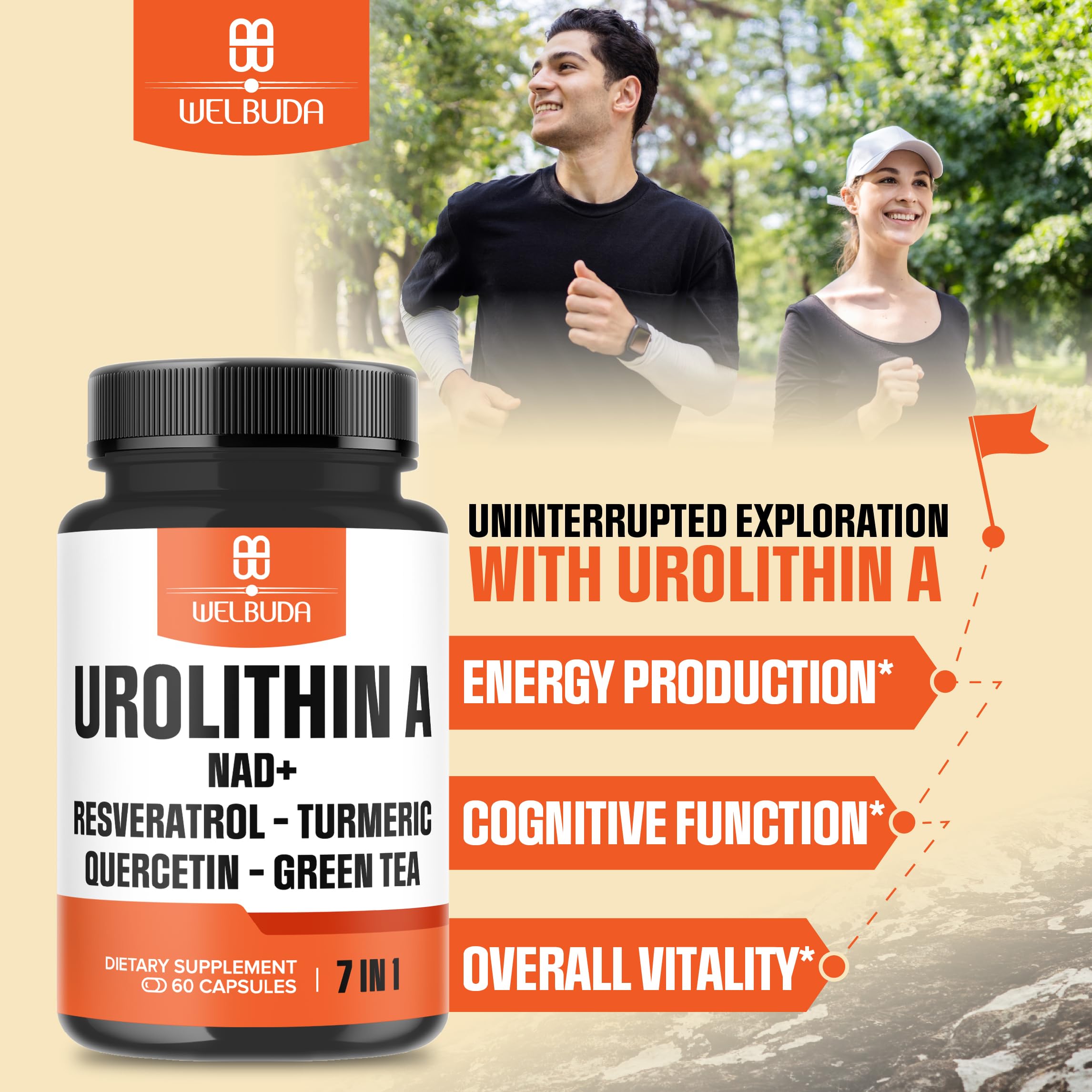 WELBUDA 7in1 Urolithin A+ label close-up