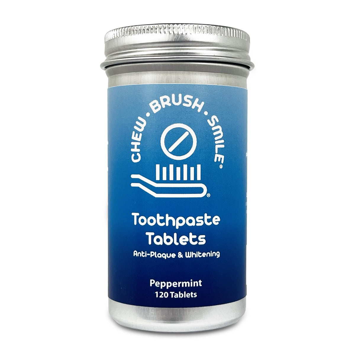 WELdental Peppermint Chew Brush toothpaste tablets bottle - front view