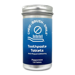 WELdental Peppermint Chew Brush toothpaste tablets bottle - front view