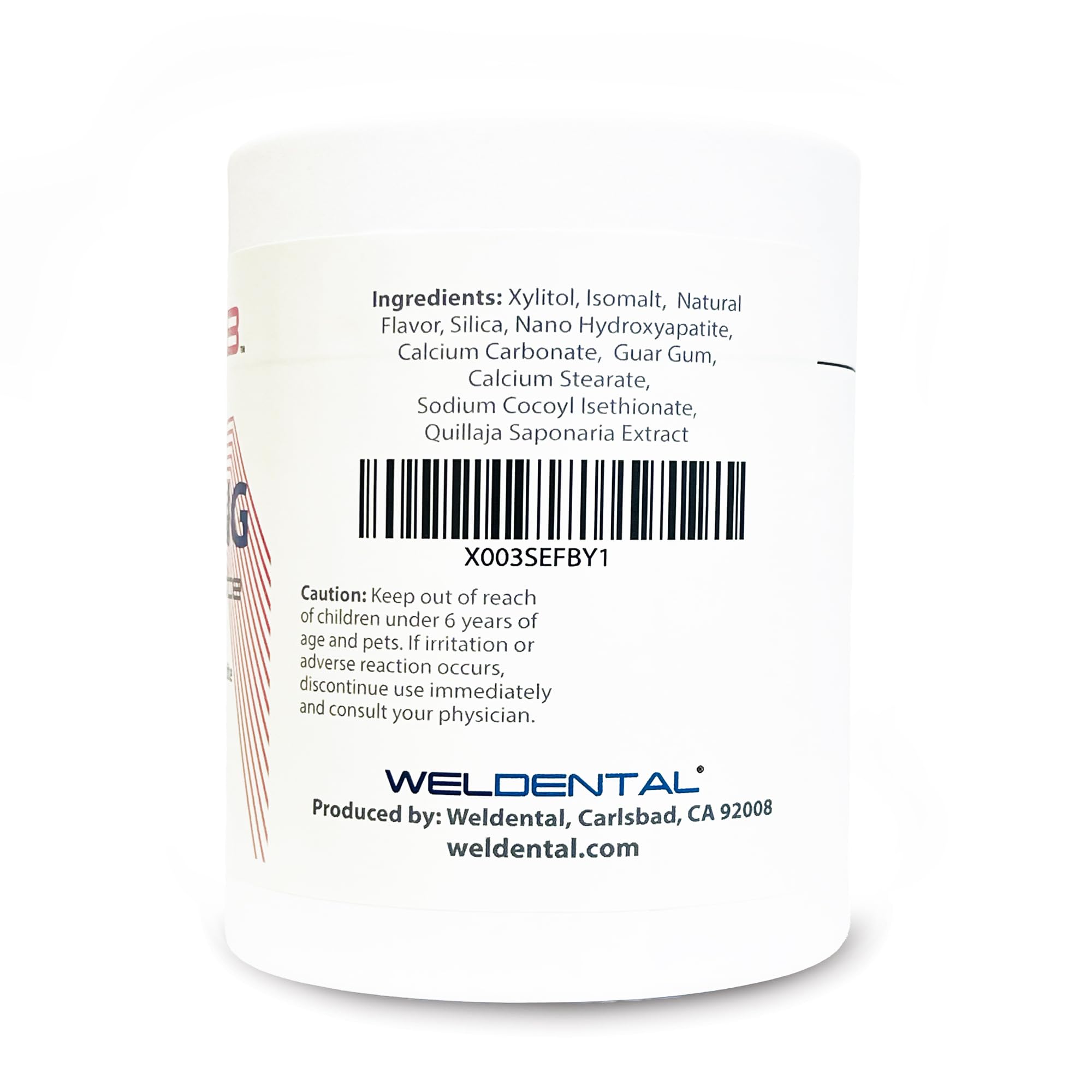 Close-up of Weldental Chewtab Advanced Whitening Toothpaste Tablets in watermelon flavor