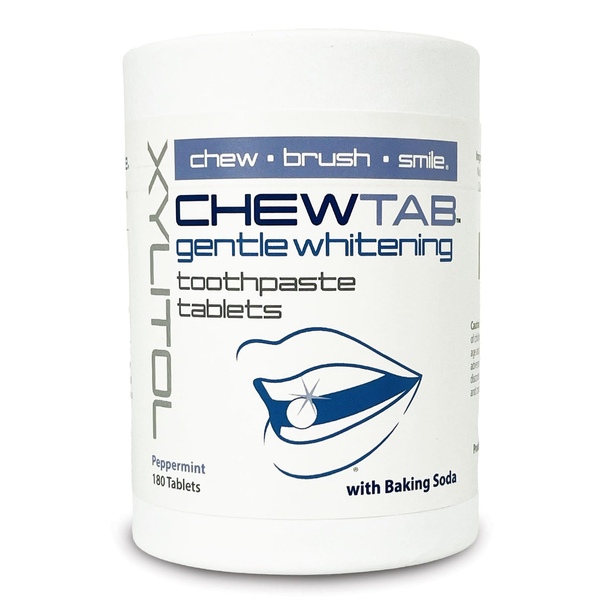 Weldental Chewtab Peppermint toothpaste tablets 180-count refill packaging