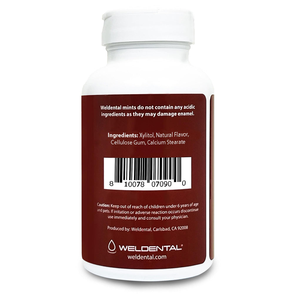 Pack shot of WELdental Xylitol Mints Cinnamon 300 tablets