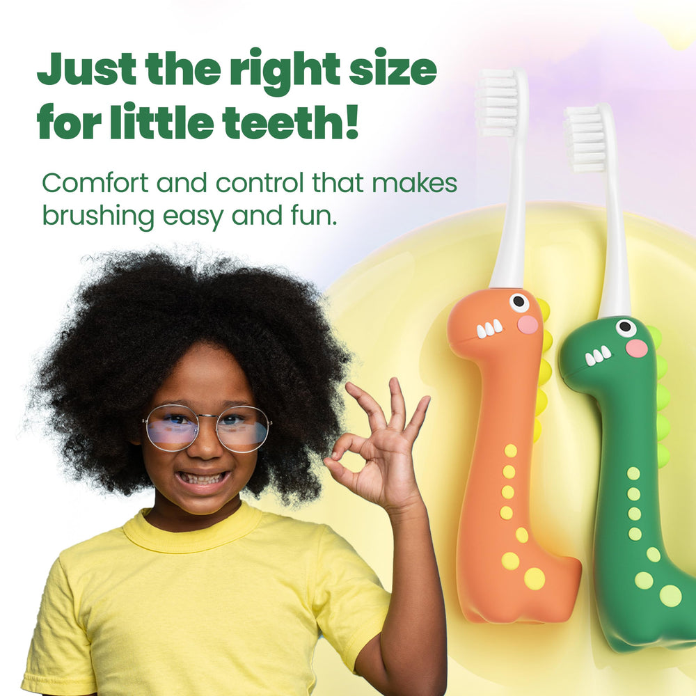 Pack of three Well Before Dinosaur kids toothbrushes