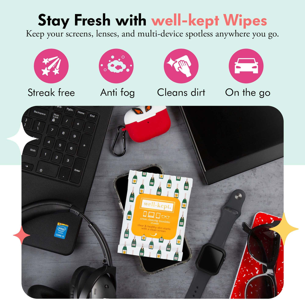 Open resealable Well-Kept Wipes pack with rainbow stripes