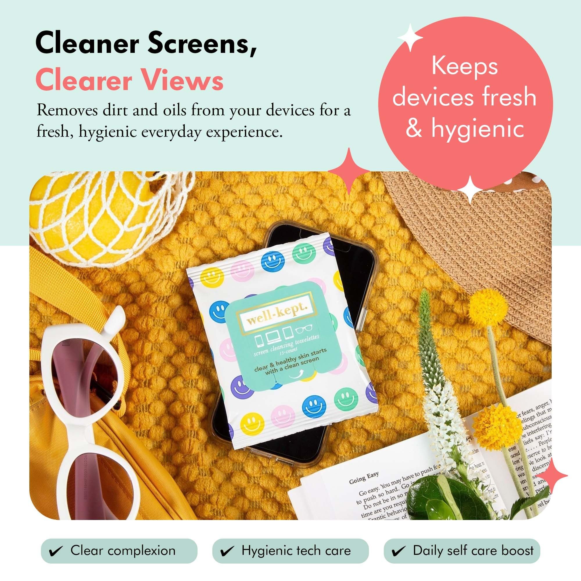 Ammonia-free, skin-safe wipes safe for coated lenses