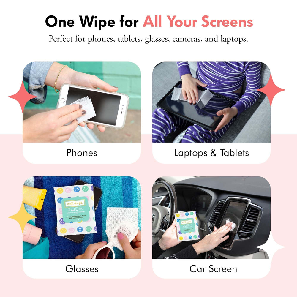 Rainbow-striped resealable pack of Well-Kept wipes