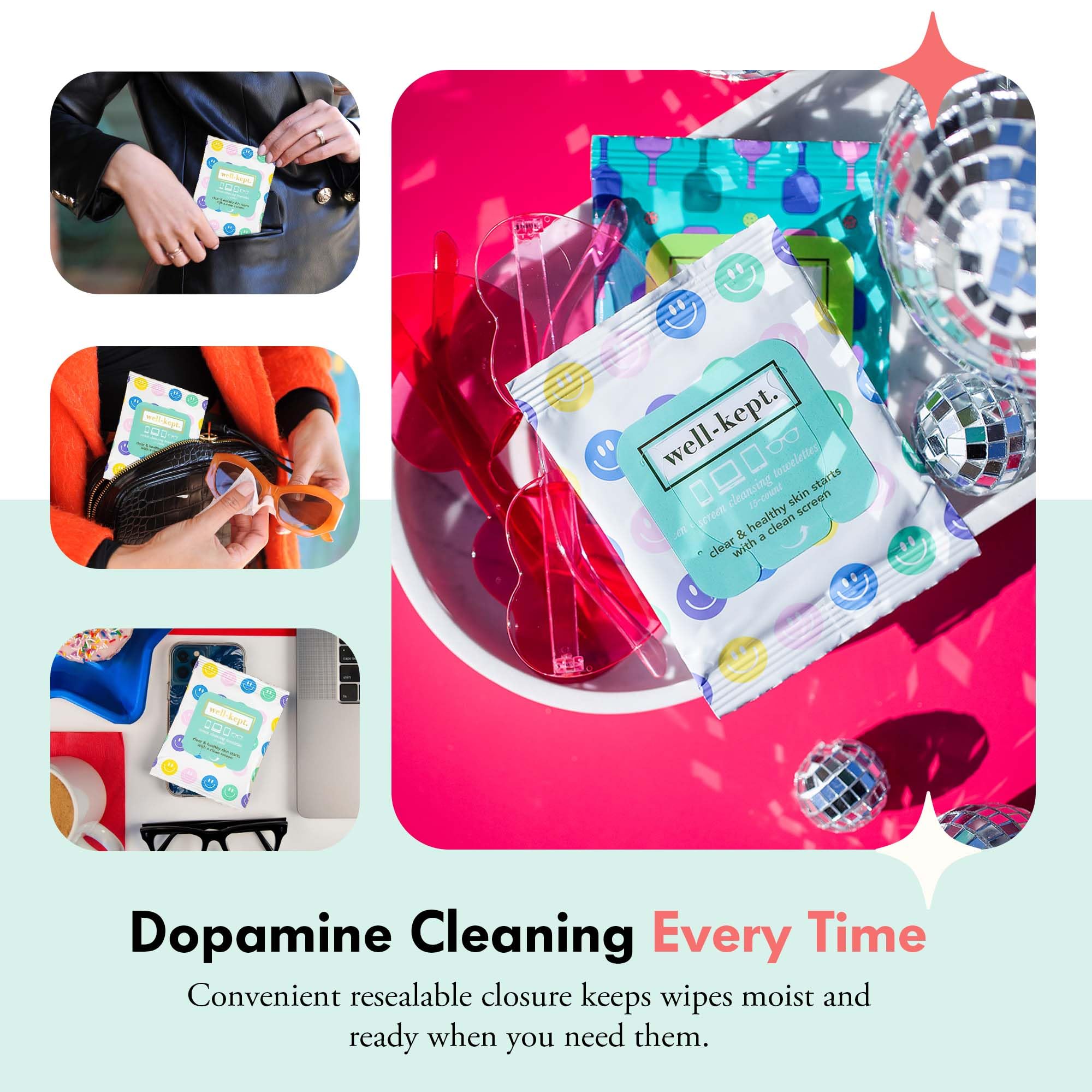 Wipes providing streak-free cleaning on screens