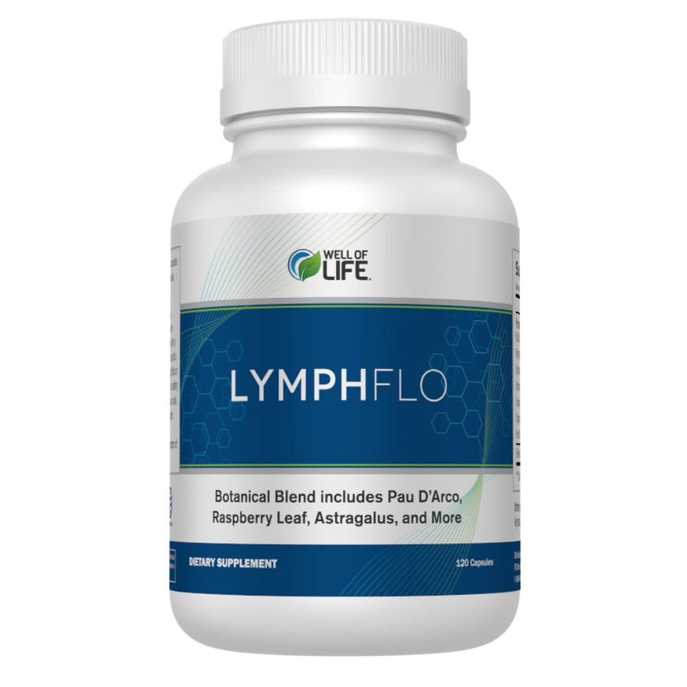 Well of Life LymphFlo bottle front for daily detox support and vitality.