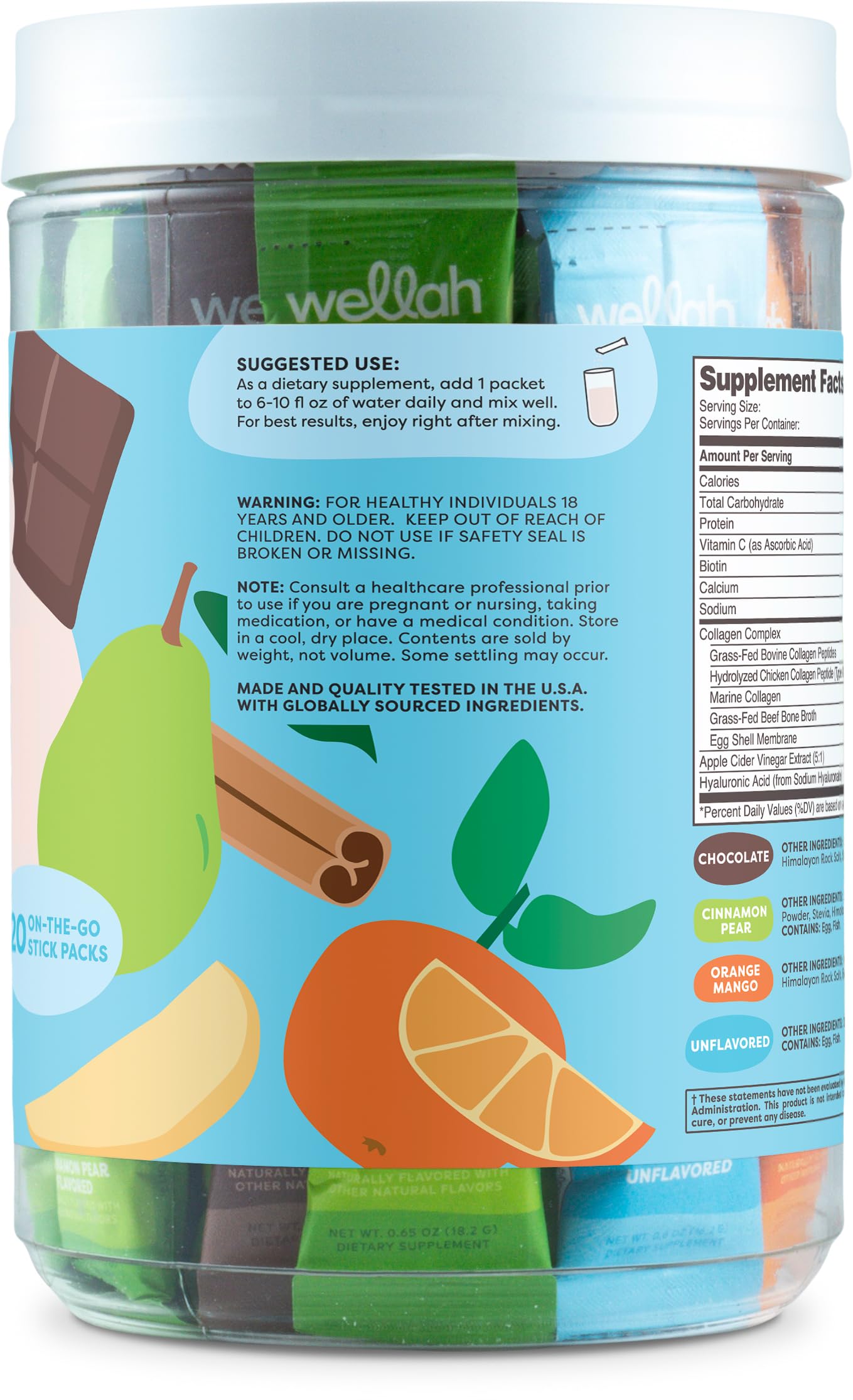 Wellah Afterglow cinnamon pear flavor collagen stickpack