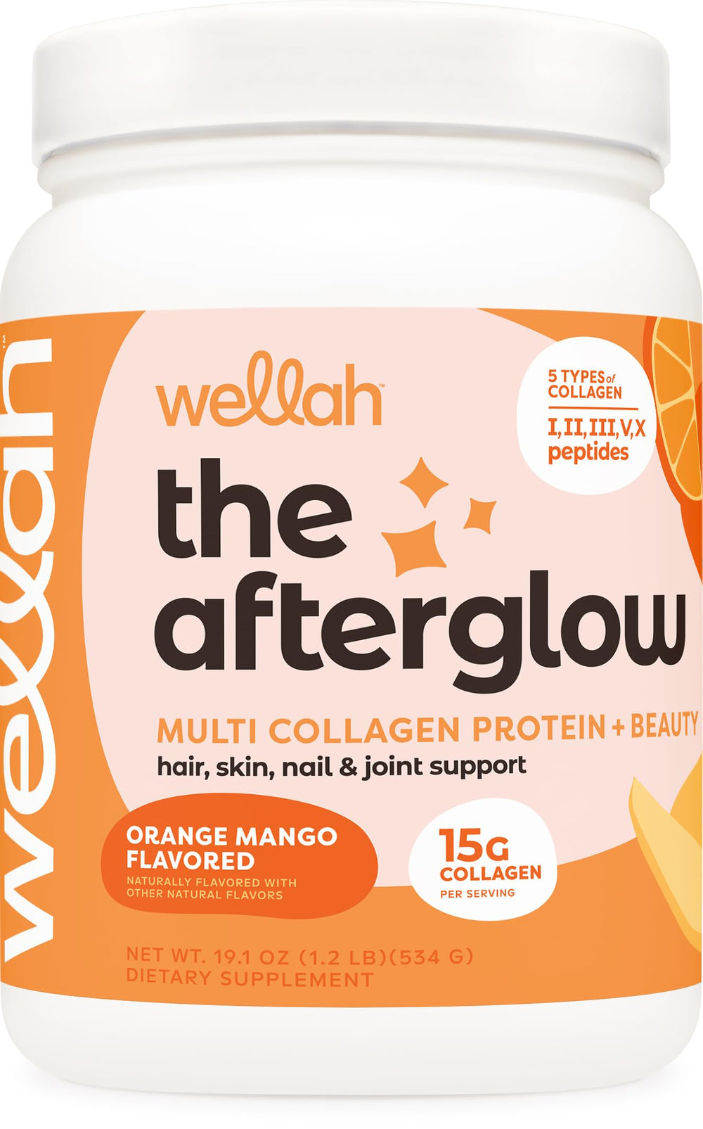 Wellah Afterglow Collagen Protein + Beauty Orange Mango bottle