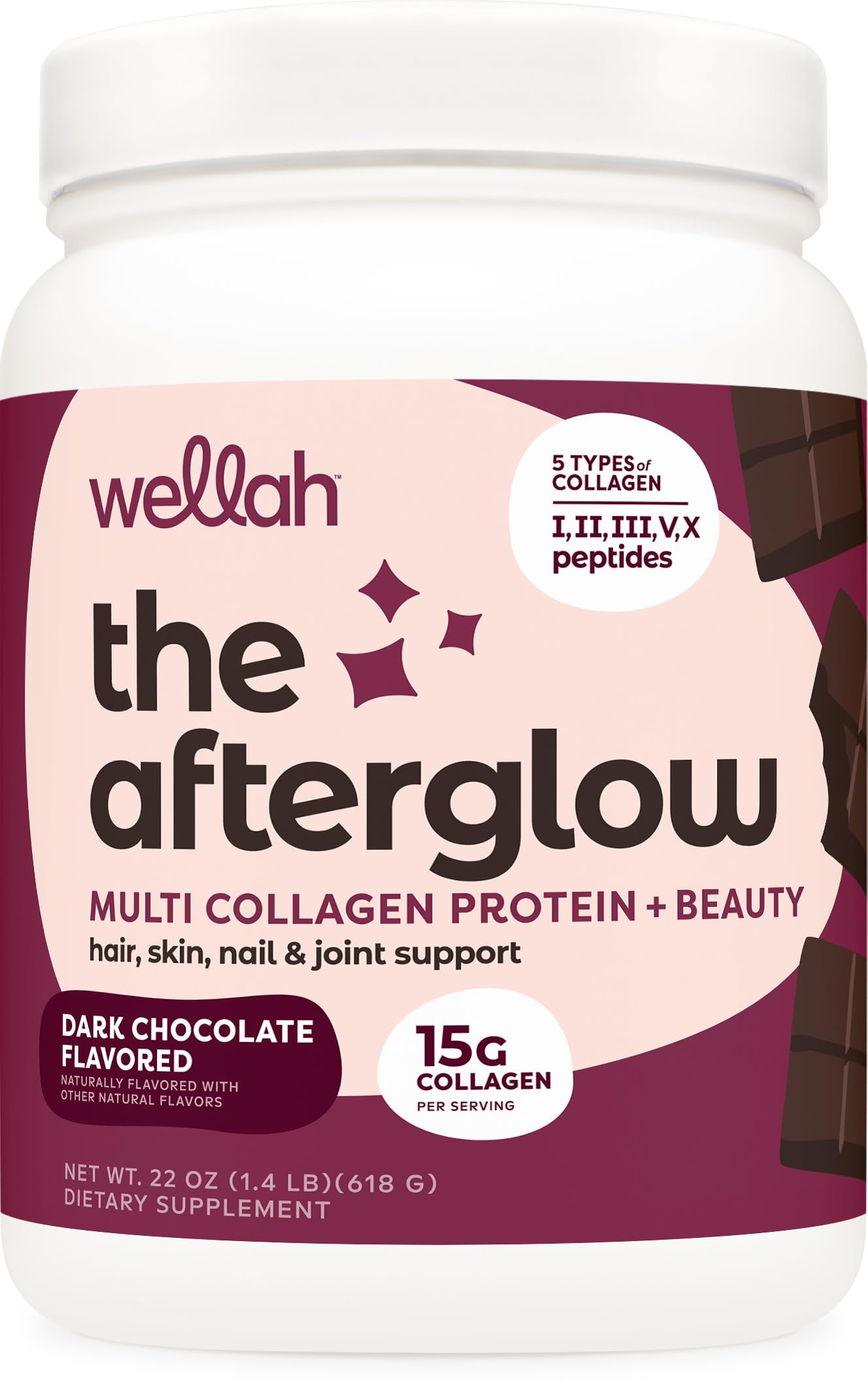 Wellah Afterglow Dark Chocolate collagen container