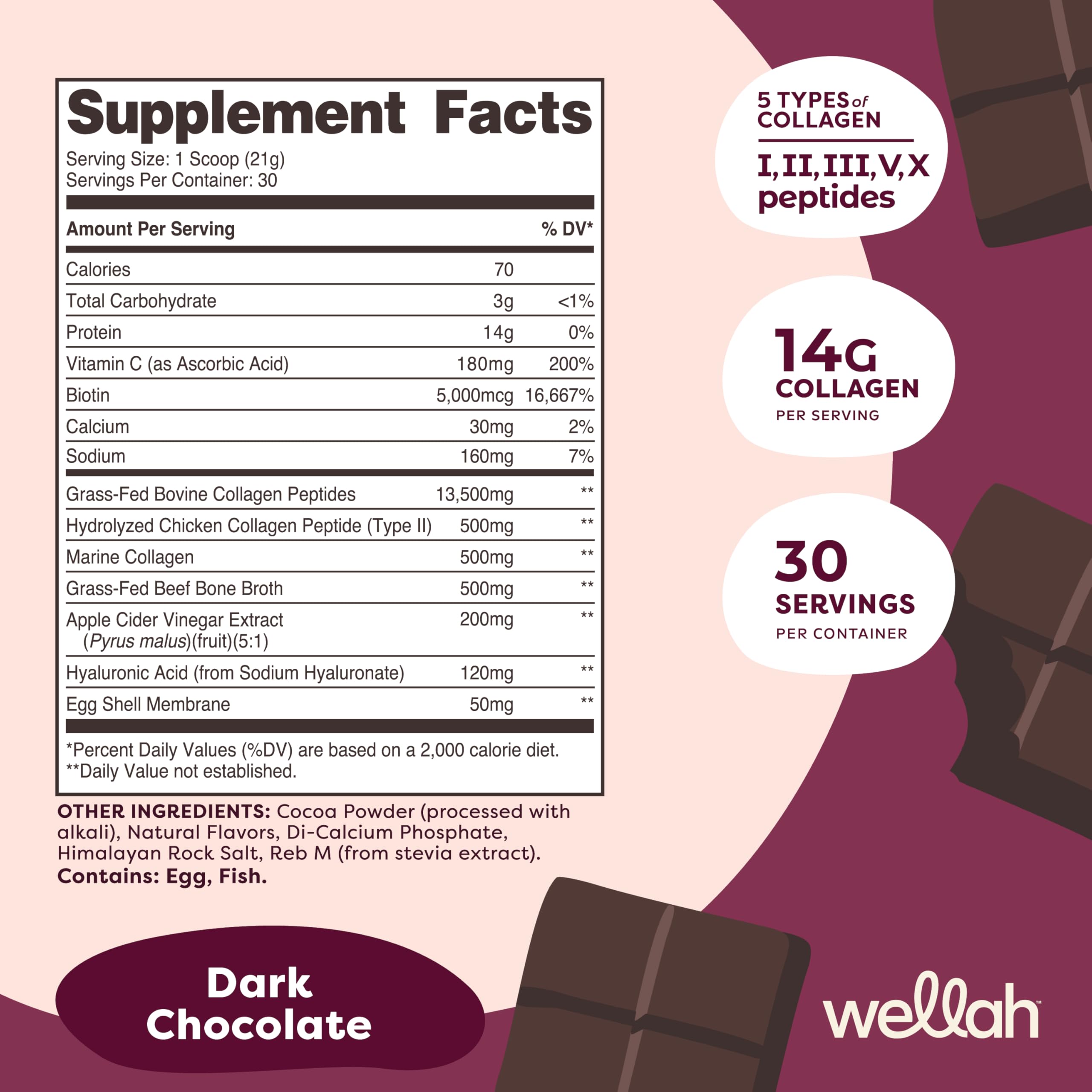 Serving scoop with dark chocolate collagen powder
