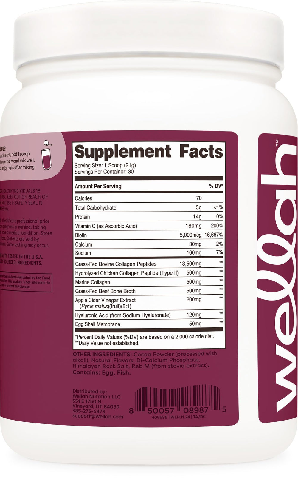 Wellah Afterglow label showing collagen information