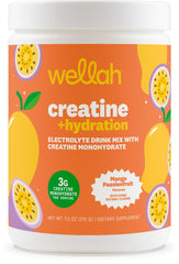 Wellah Creatine + Hydration Powder Mango Passionfruit canister - front view