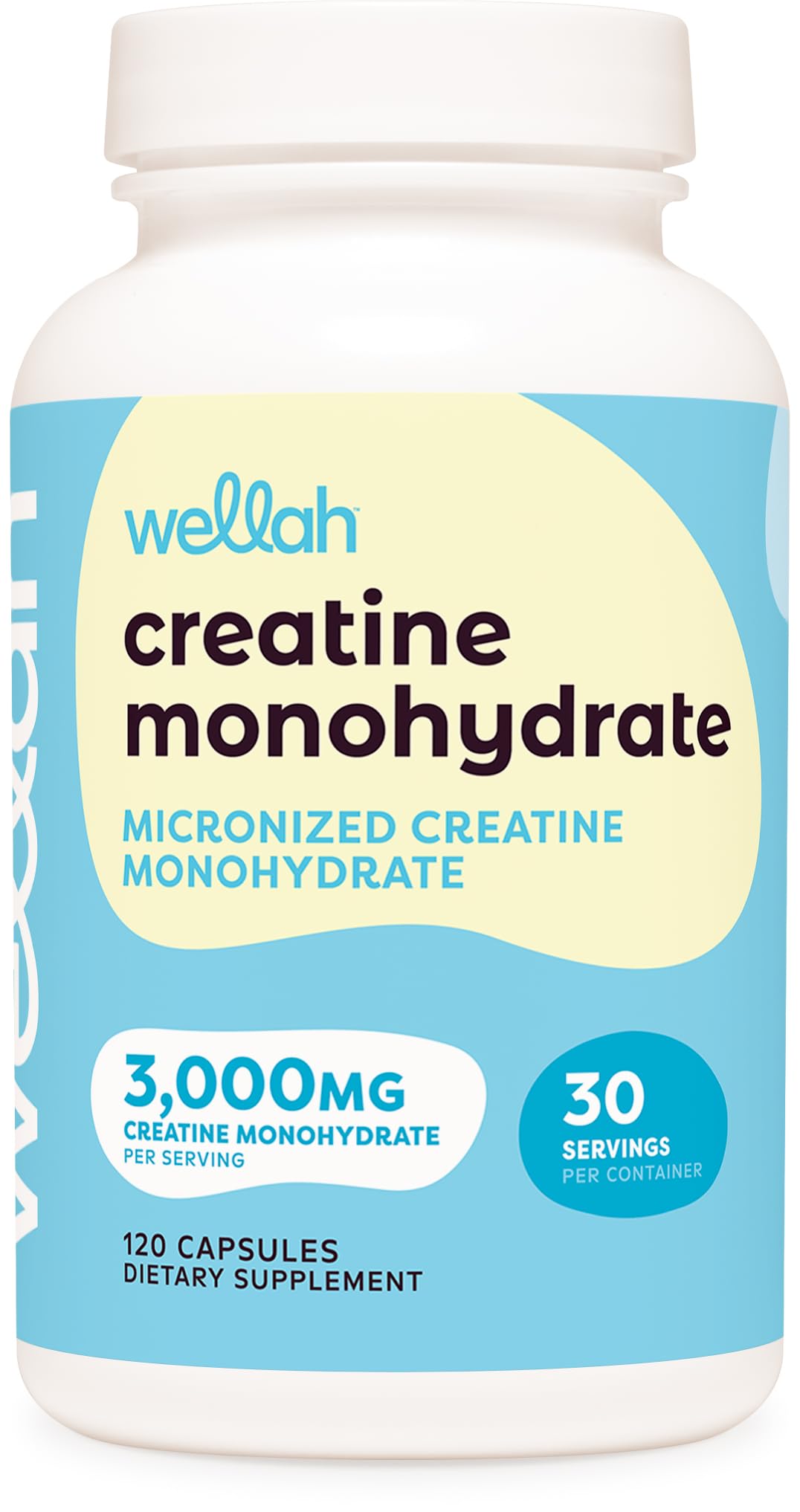 Wellah Creatine Monohydrate capsules bottle with label