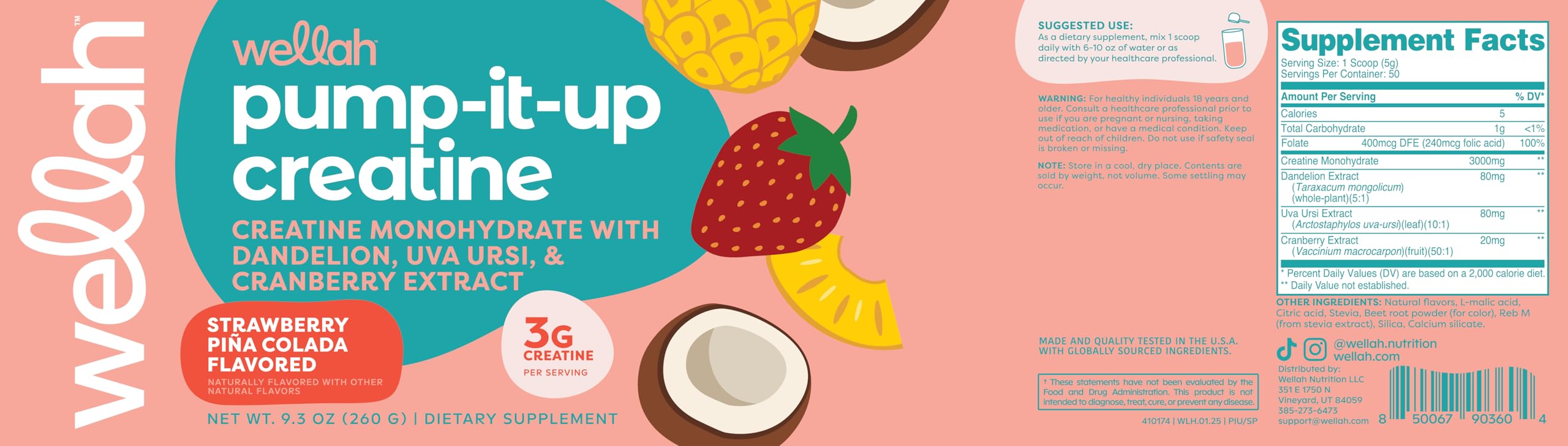 Label indicating NSF certification, GMP compliance, and third-party testing