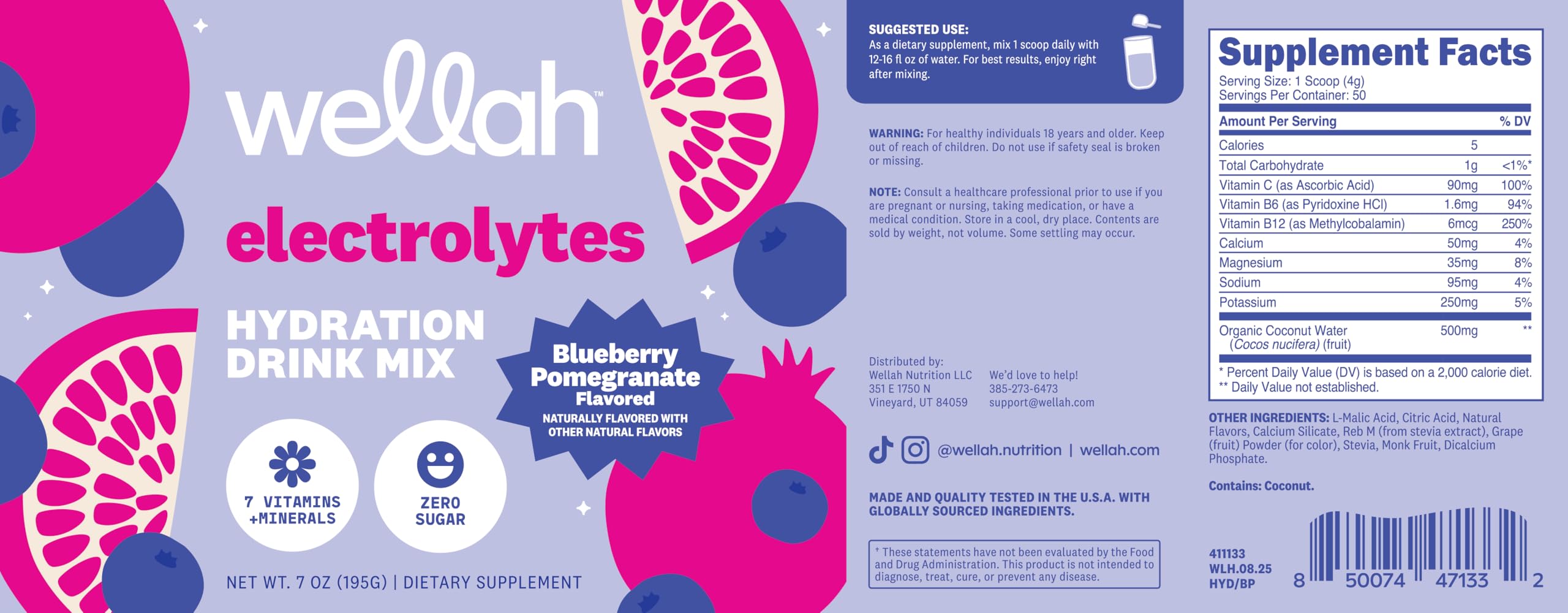 Wellah Electrolytes on-the-go sachet for zero-sugar hydration anytime.
