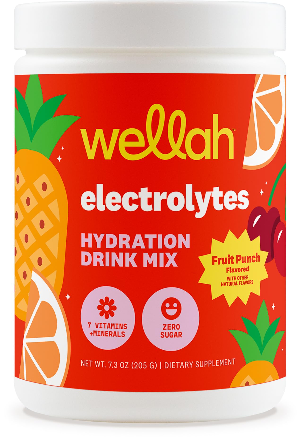 Wellah Electrolytes Powder Fruit Punch canister