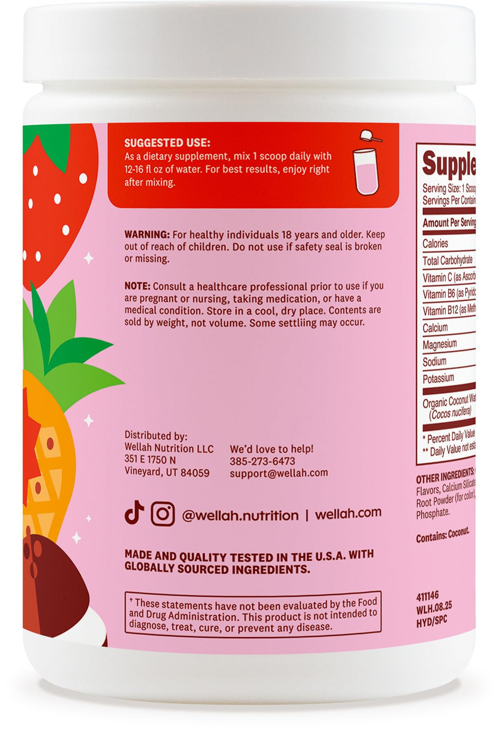 Zero sugar graphic for Wellah Electrolytes Powder