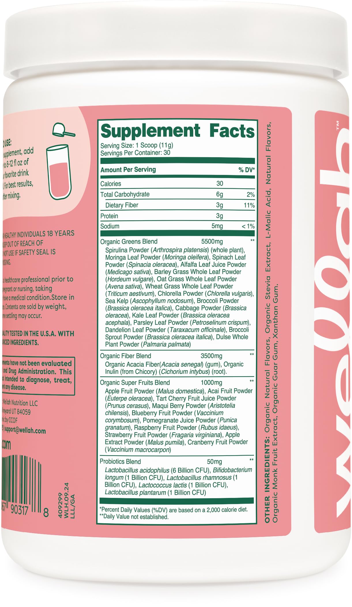 Organic super fruits blend with apple, acai, raspberry, and strawberry powders