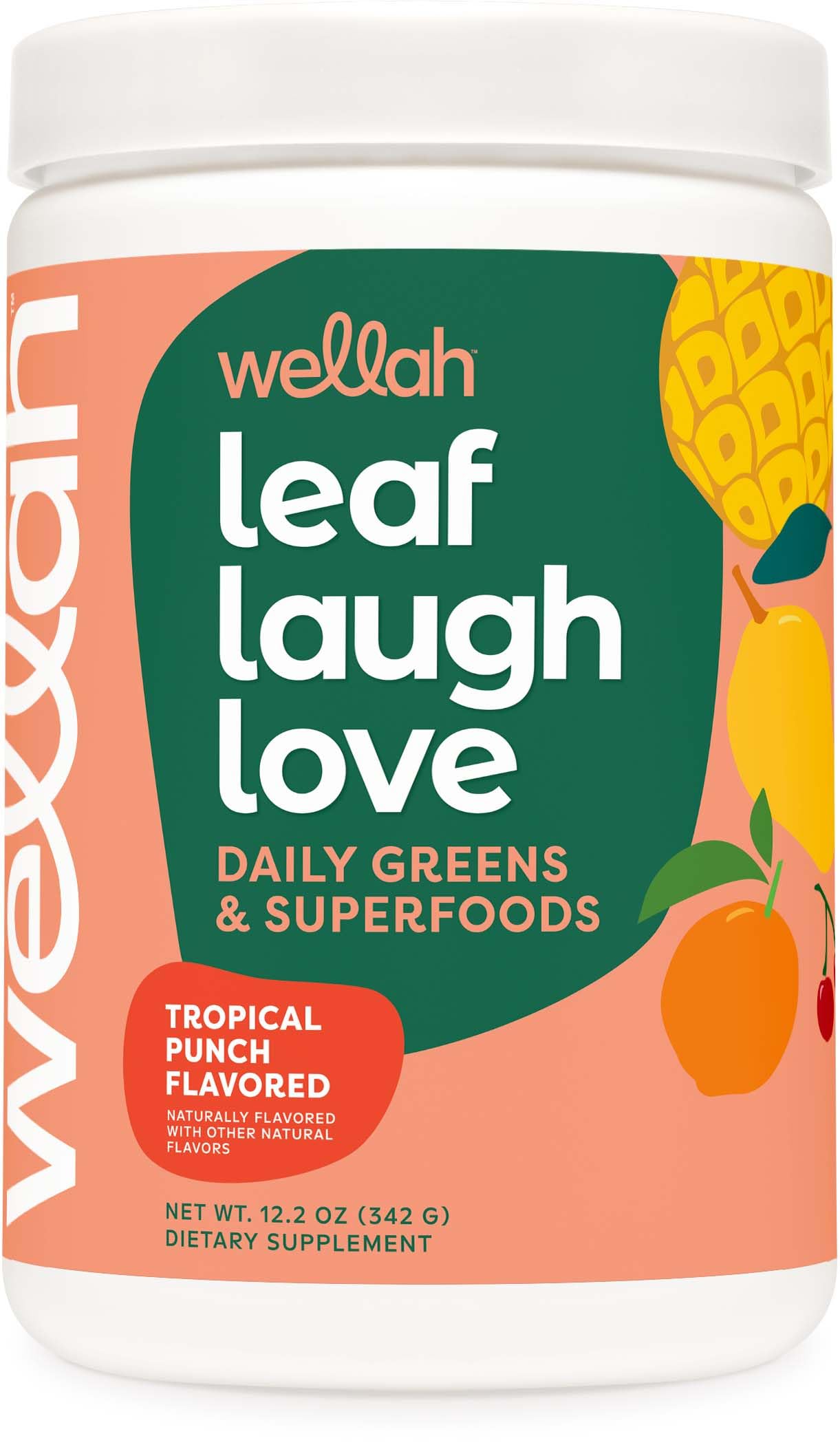 Jars of Wellah Leaf Laugh Love Super Greens Tropical Punch, 30 servings