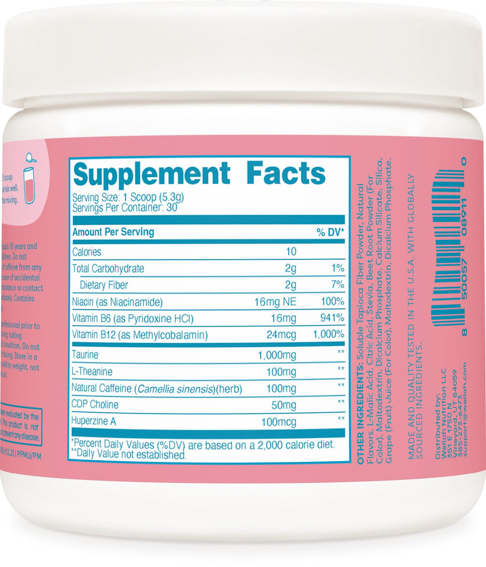 Wellah Perfect Pick-Me-Up Black Cherry glass poured, delivering a flavorful energy lift.