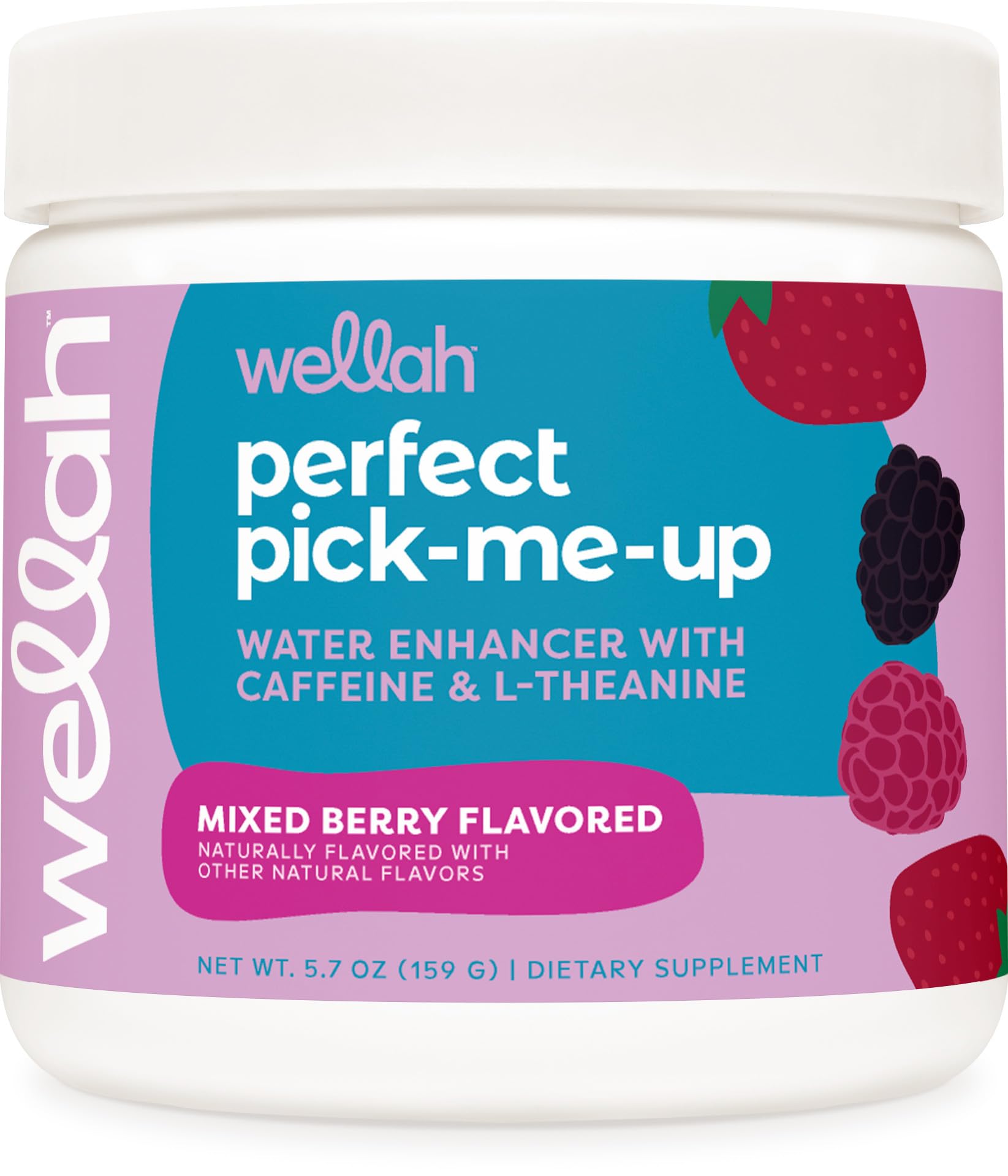 Front view of Wellah Perfect Pick-Me-Up Mixed Berry 30 Servings container