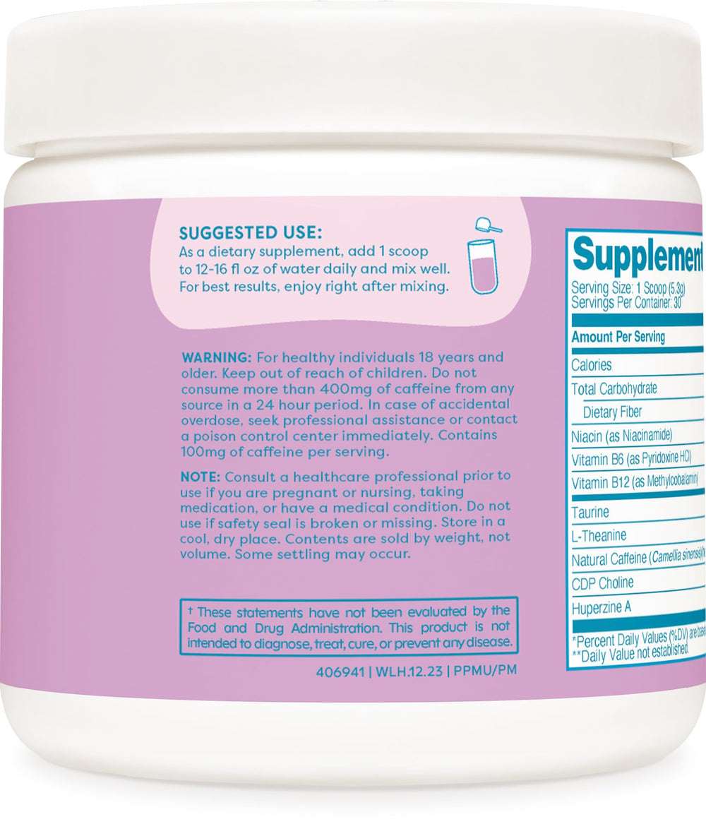 Detail of nutrition and ingredients label for Wellah Perfect Pick-Me-Up Mixed Berry