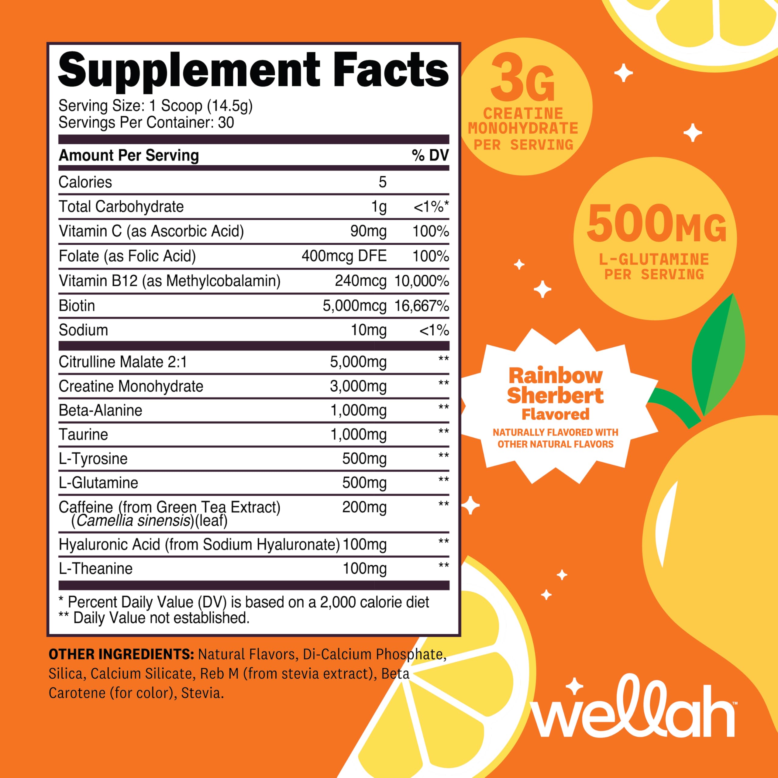 Wellah Pre-Workout Mango Lemonade scoop ready for quick mixing before training