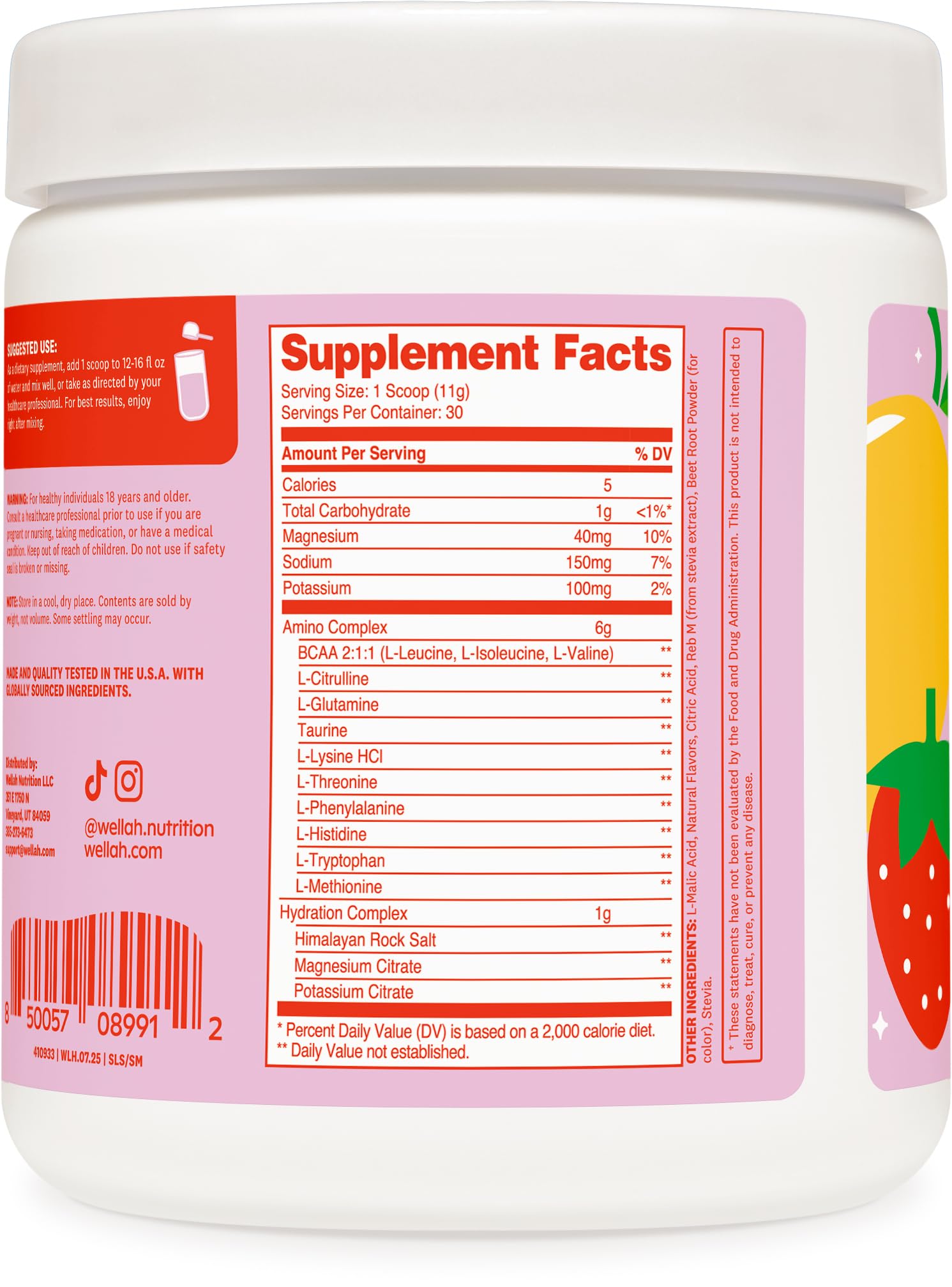 Wellah BCAA powder container manufactured in a GMP facility