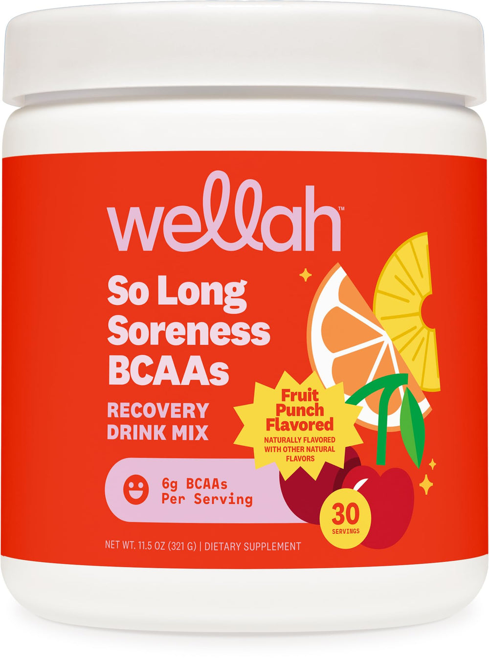 Wellah So Long Soreness BCAA Powder Fruit Punch front label