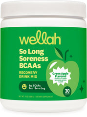 Wellah So Long Soreness BCAA Powder Green Apple flavor - 30 servings bottle
