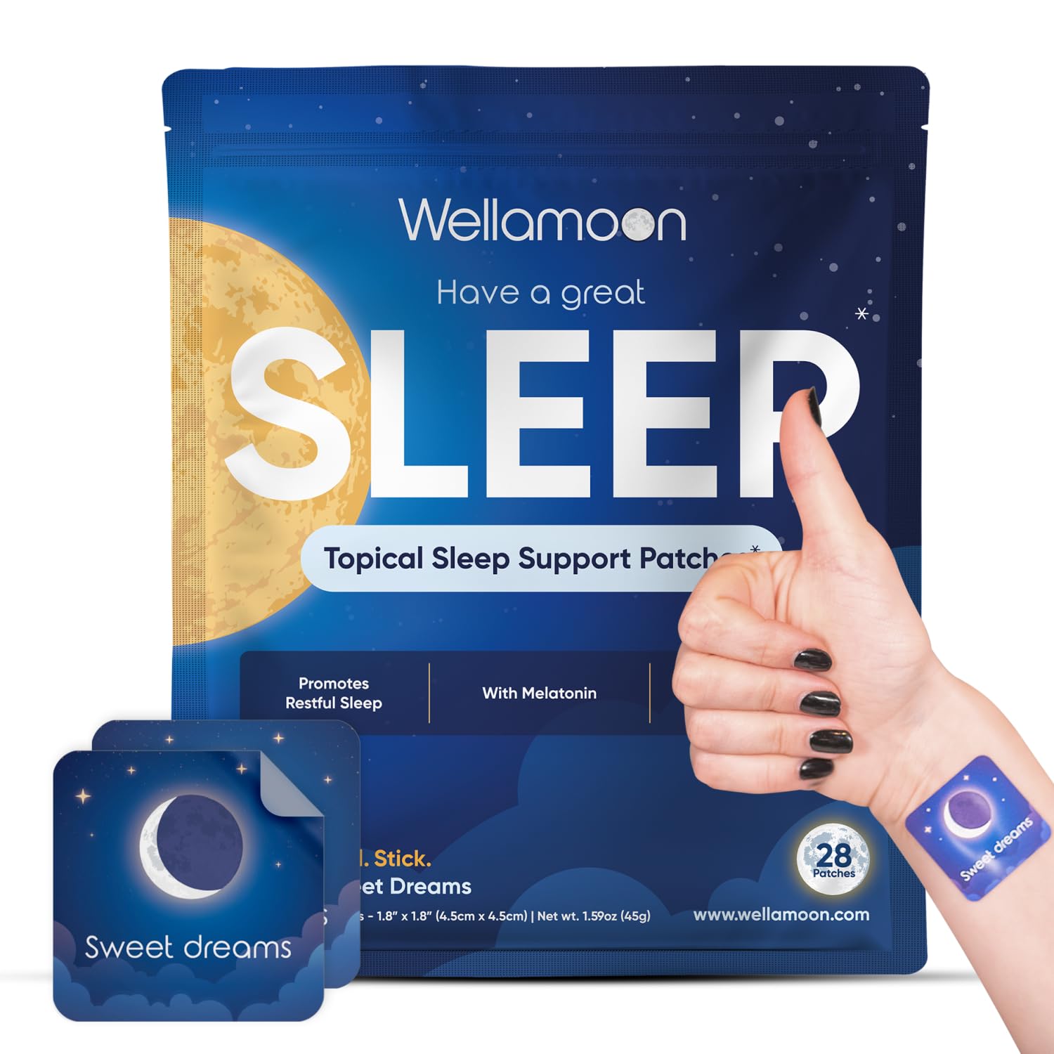 Wellamoon Original Sleep Patches packaging with 28 patches