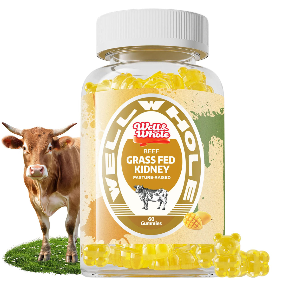 Hero image of Well&Whole Grass-Fed Kidney Gummies with DAO enzyme and 5:1 extract (60 gummies)