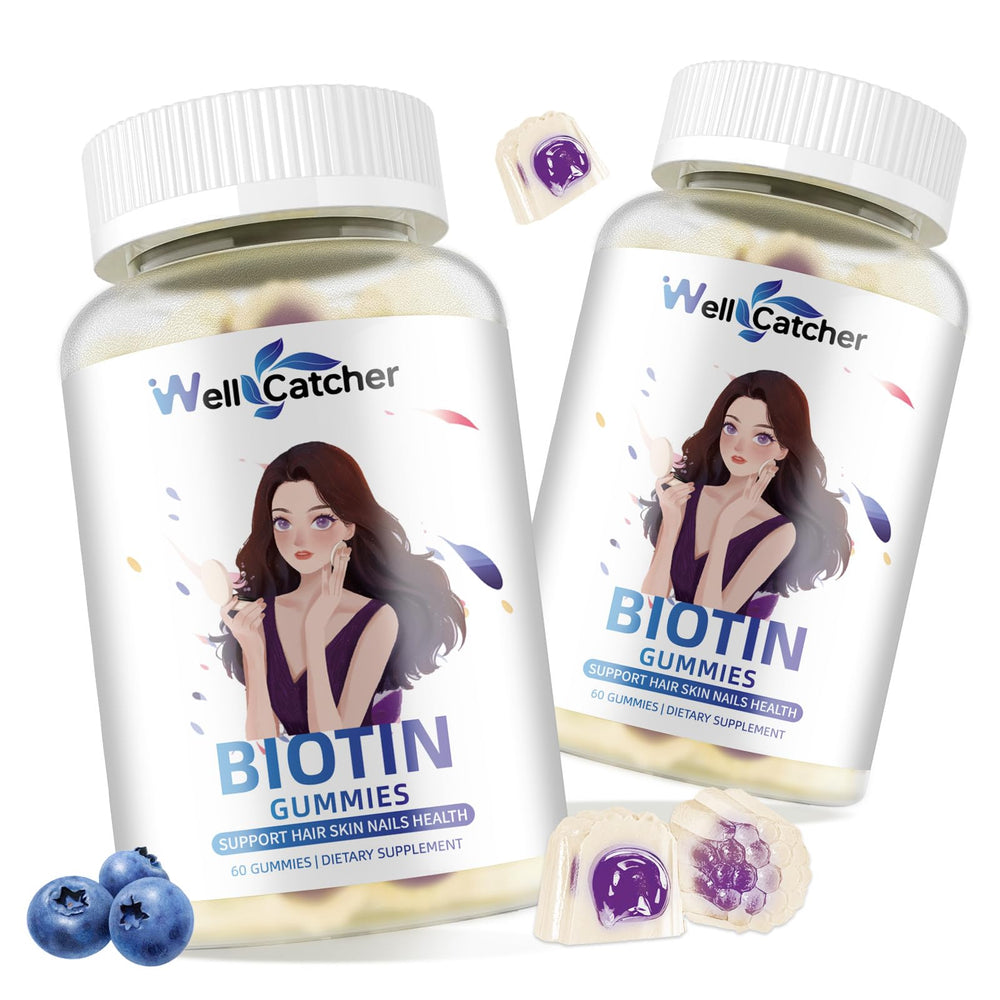 Front view of Wellcatcher Biotin Gummies bottle