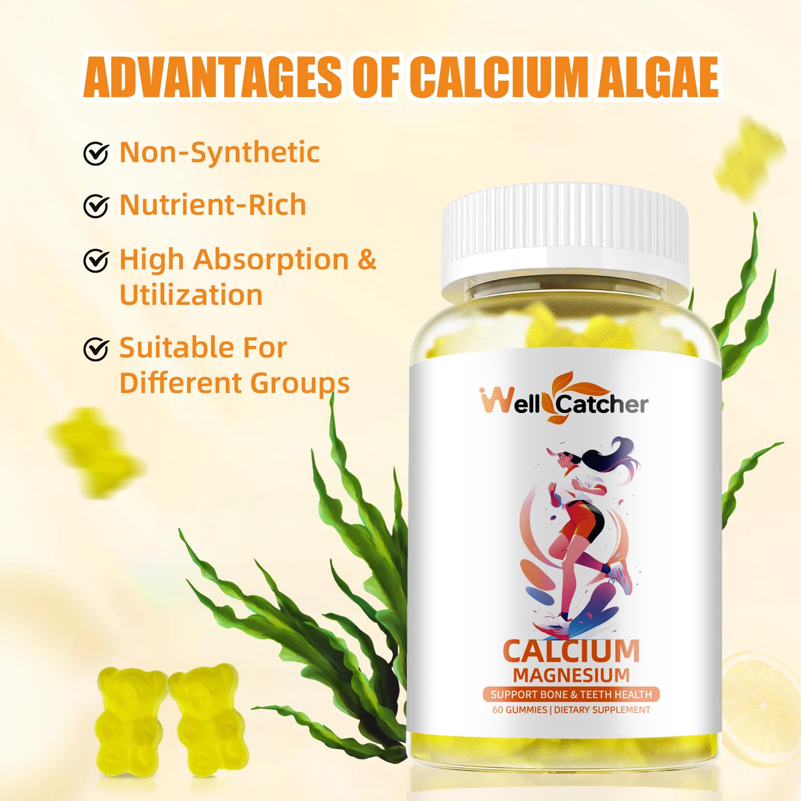Nutrition facts for Wellcatcher Calcium Magnesium Gummies