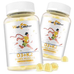 Wellcatcher Vitamin D3 K2 Gummies bottle label - 60-count