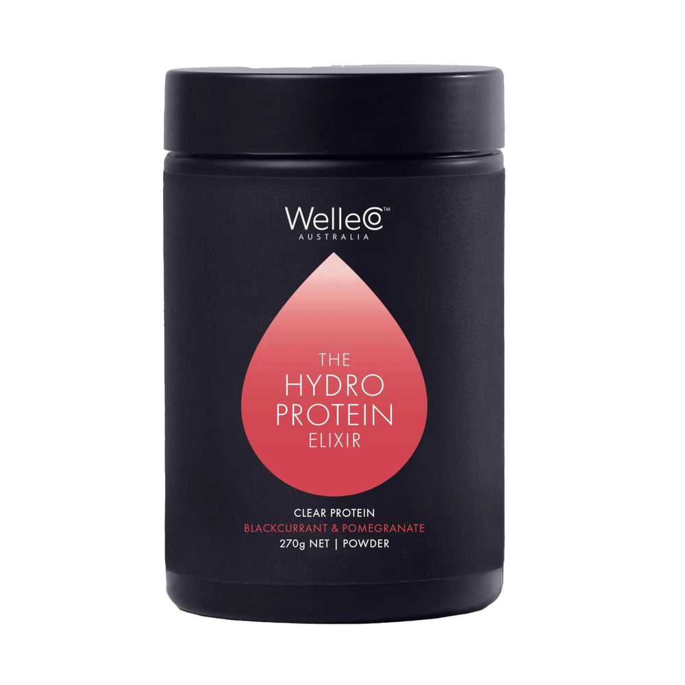 Wellco HydroProtein Elixir jar-front shows convenient vegan protein for daily hydration.