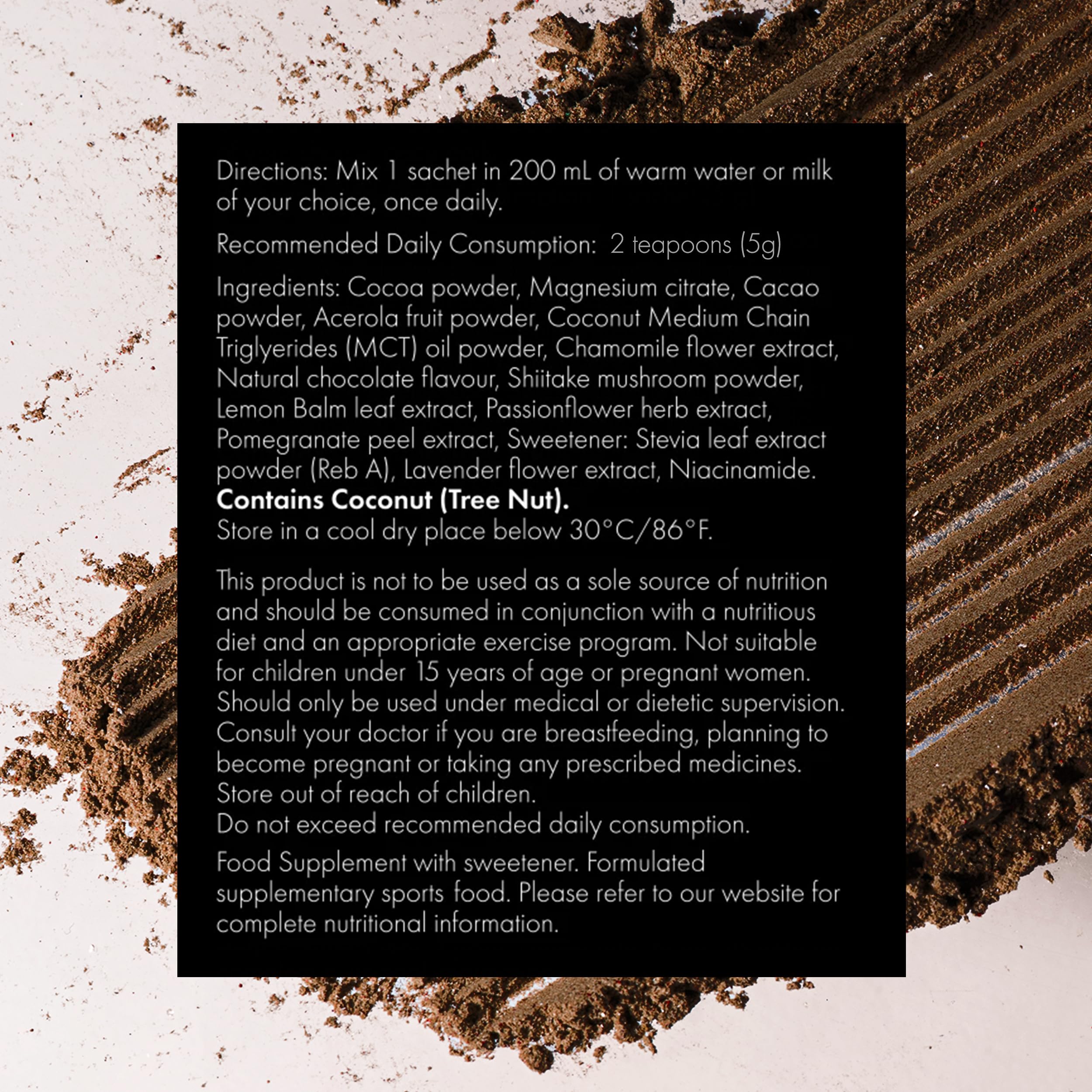 Close-up of WelleCo Evening Elixir packaging