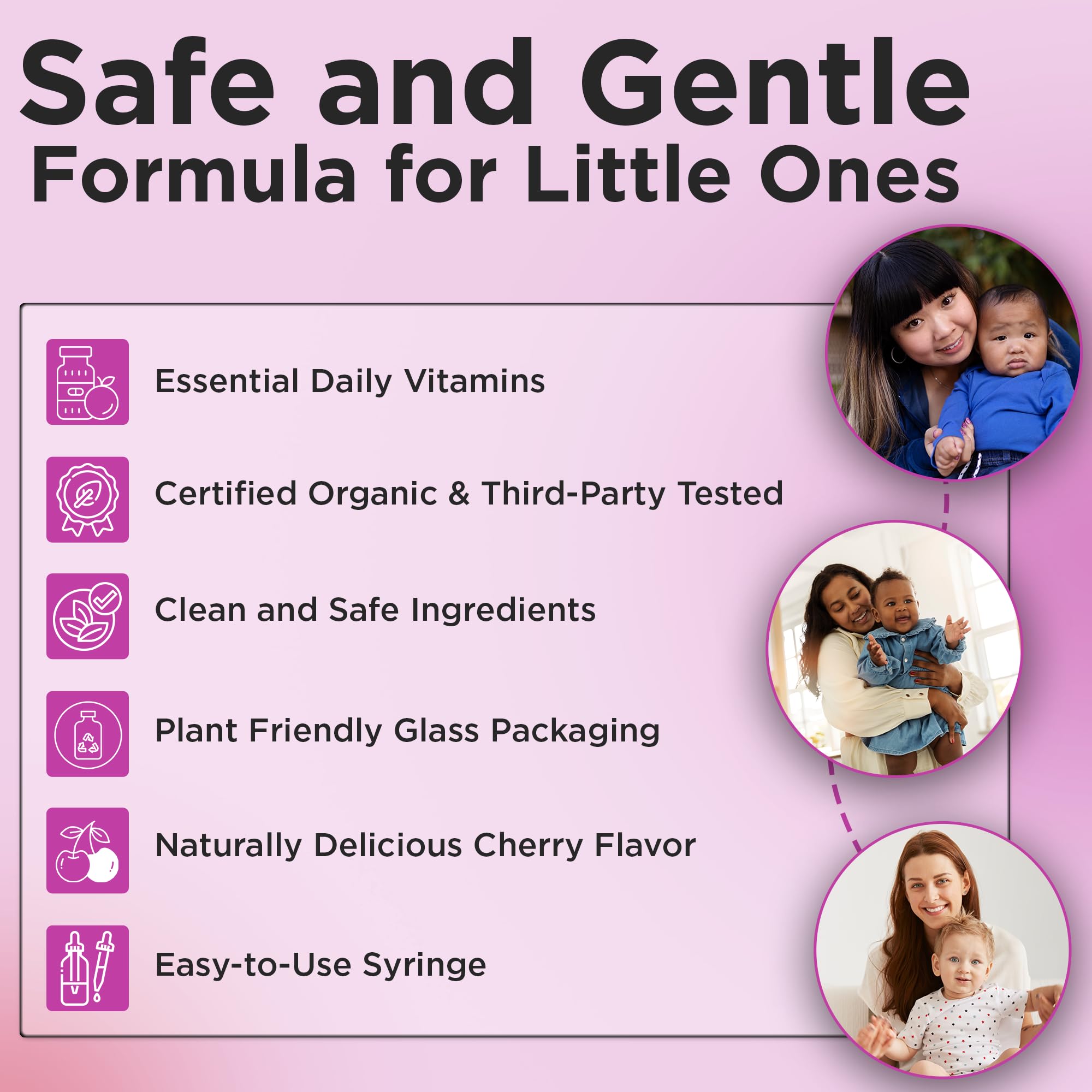 Dropper syringe dispensing cherry vitamin drops