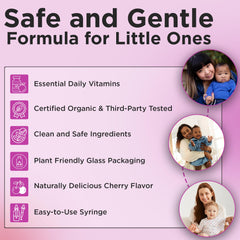 Dropper syringe dispensing cherry vitamin drops