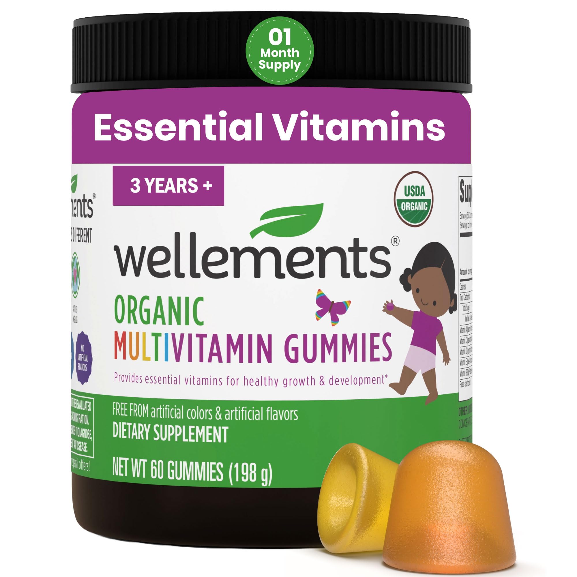 Wellements Organic Kids Multivitamin Gummies bottle with 60 count