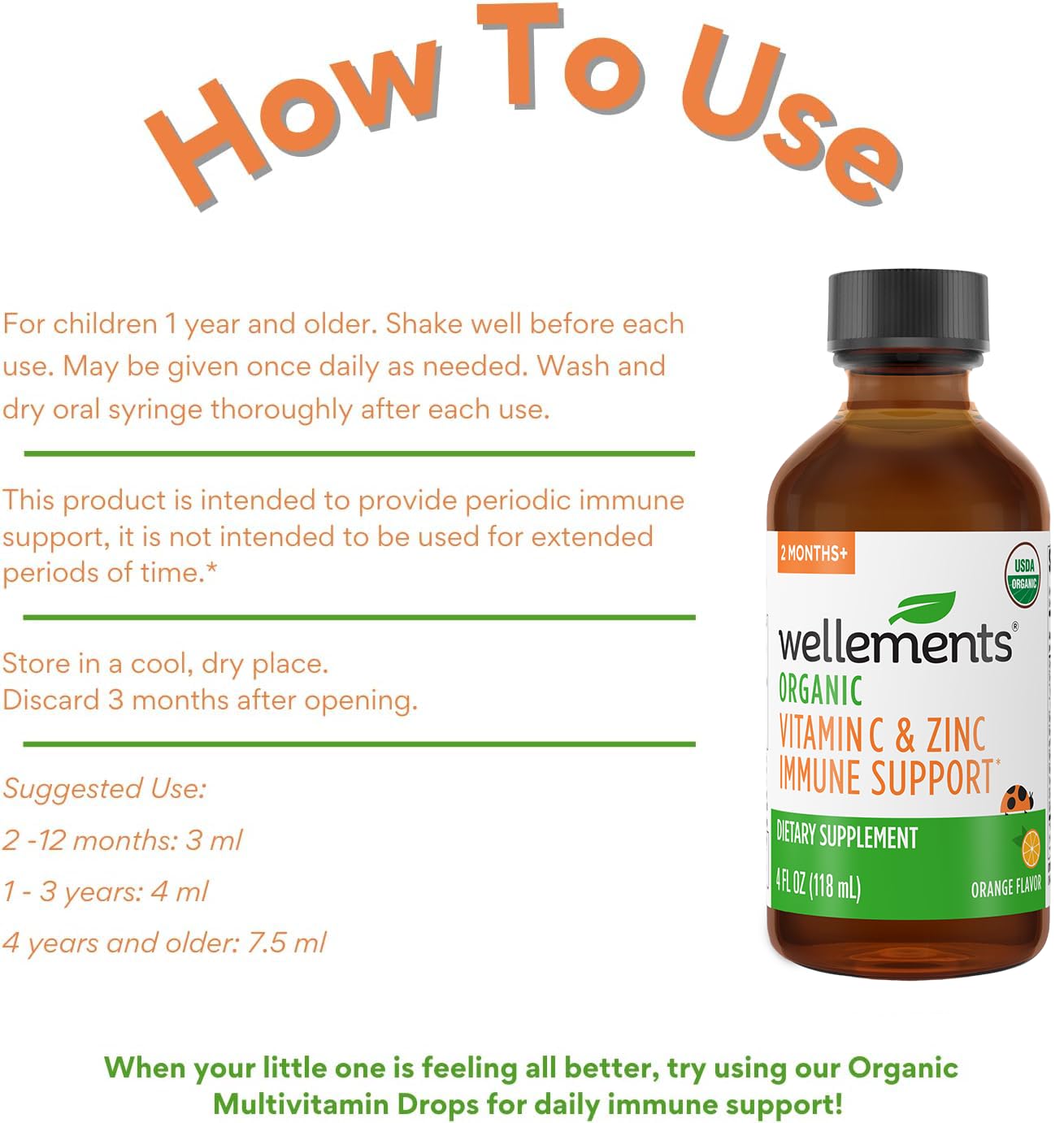 Recyclable glass bottle for Wellements Immune Support