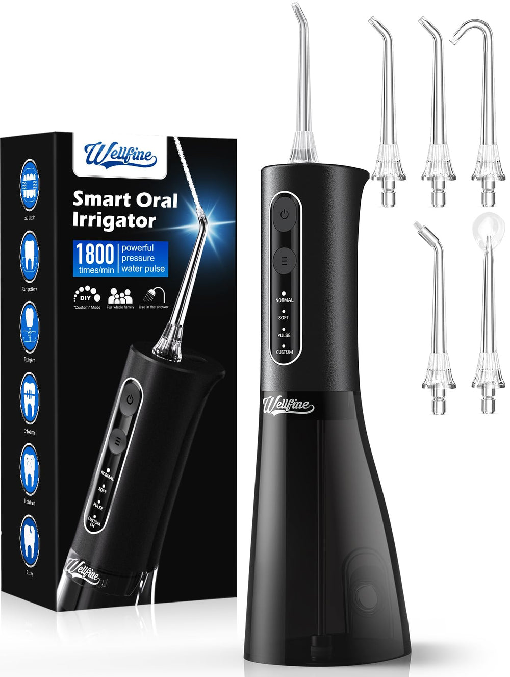 Five nozzle attachments for WELLFINE flosser