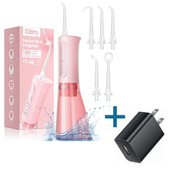 Portable WELLFINE water dental flosser with wall adapter